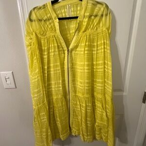 Anthropologie Sunny Yellow Dress with Slip and Pockets